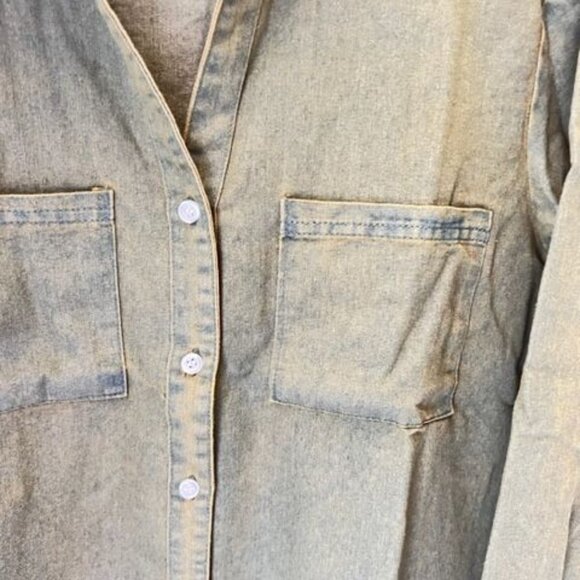 francis cabrel Shirt Dress With Long Sleeves , Pockets military green buttons - Picture 4 of 6